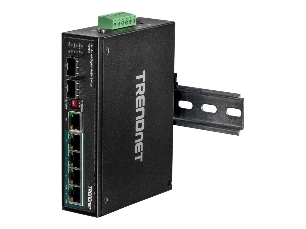 Switch de Red TRENDnet 6-Port Hardened Industrial Gigabit PoE+ DIN-Rail Switch - vista 2