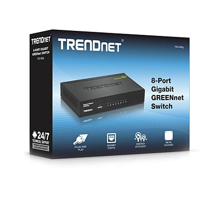 Switch de Red TRENDnet 8-Port Gigabit GREENnet Switch - vista 4