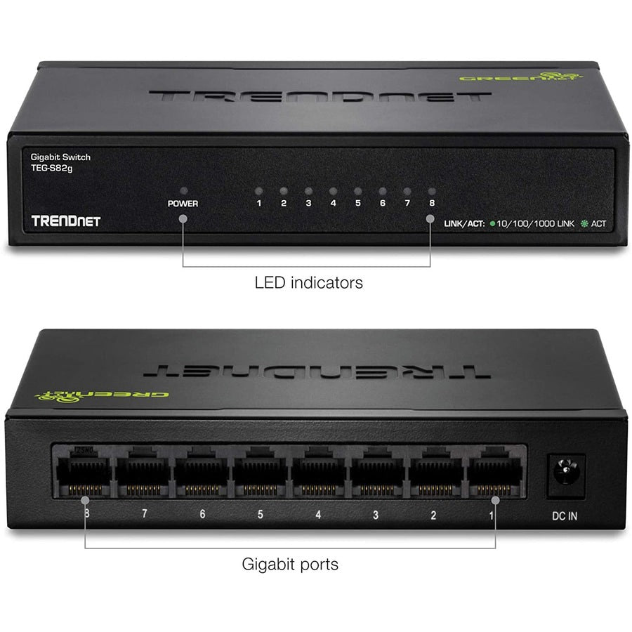 Switch de Red TRENDnet 8-Port Gigabit GREENnet Switch - vista 7