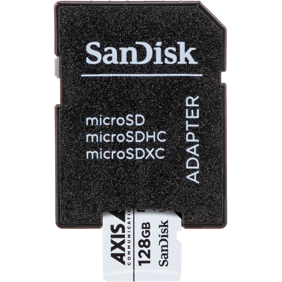 Tarjeta Axis Communications 128GB Surveillance UHS-I microSDXC con SD Adapter - vista trasera