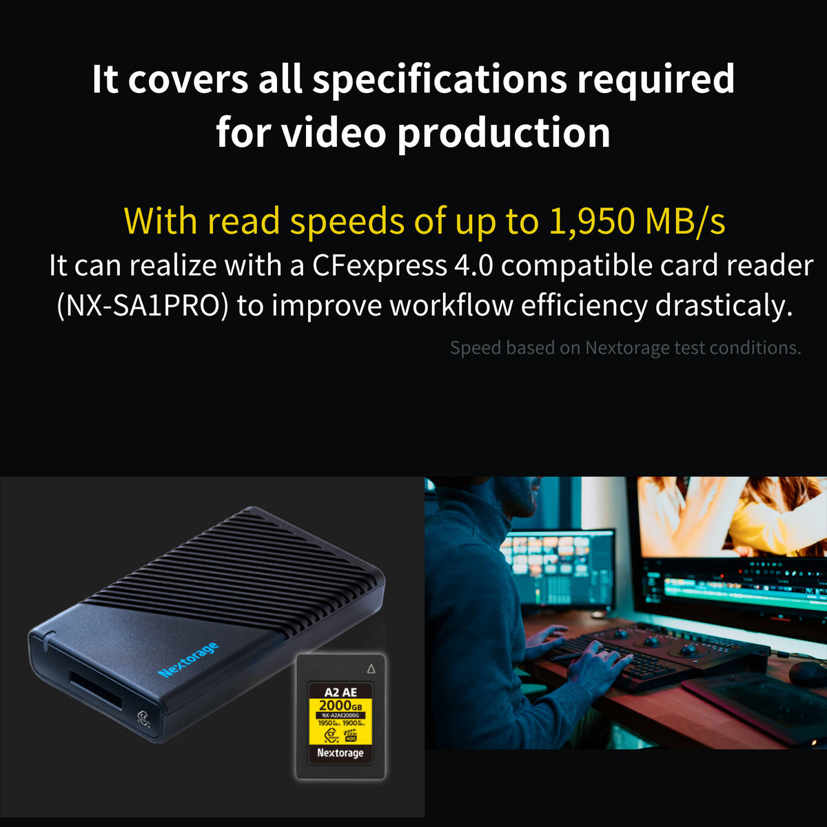Tarjeta CFexpress Type A Nextorage 1TB NX-A2AE CFexpress 4.0 Type A - vista lateral