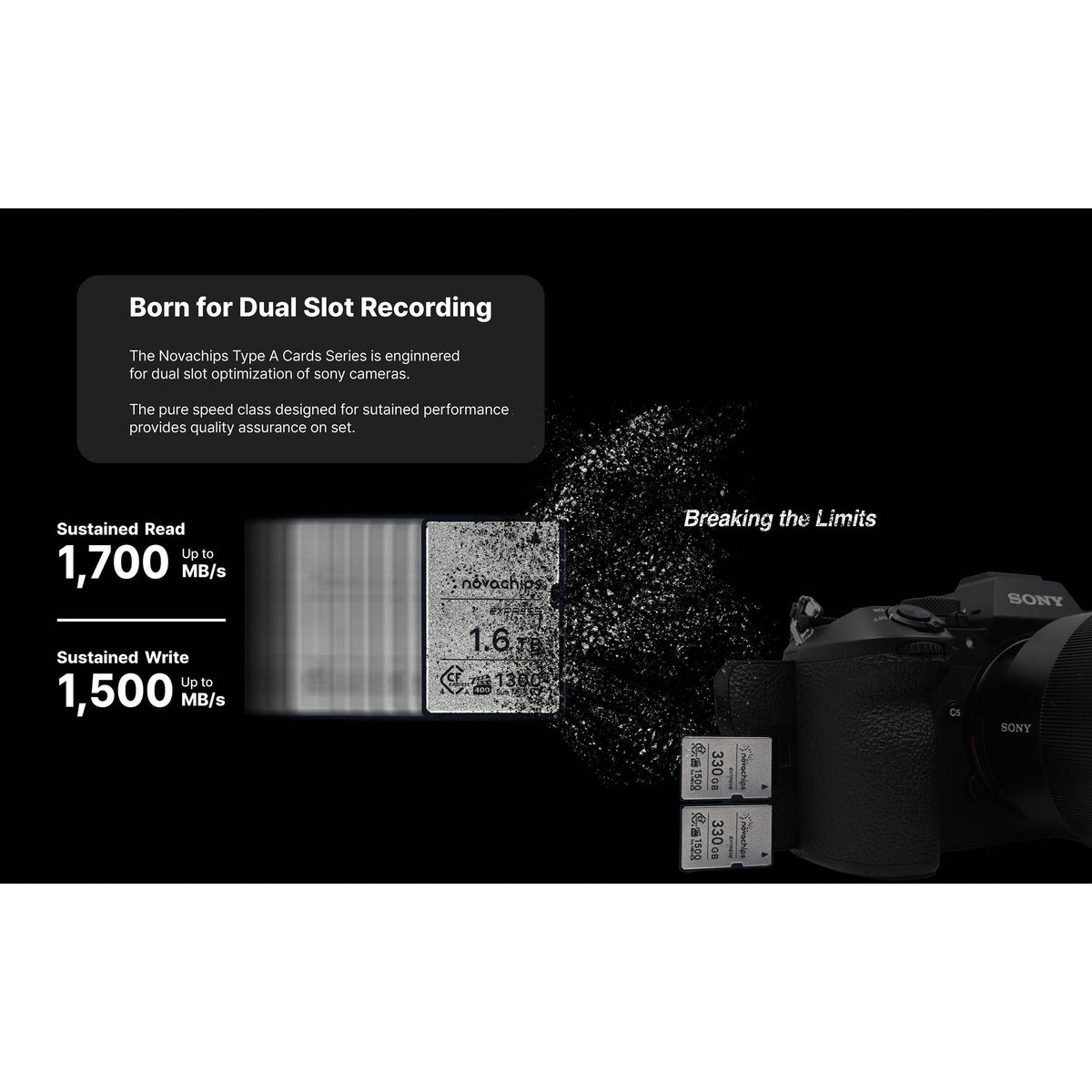 Tarjeta CFexpress Type A Novachips 400GB Express Serie CFexpress 4.0 Type A - vista frontal