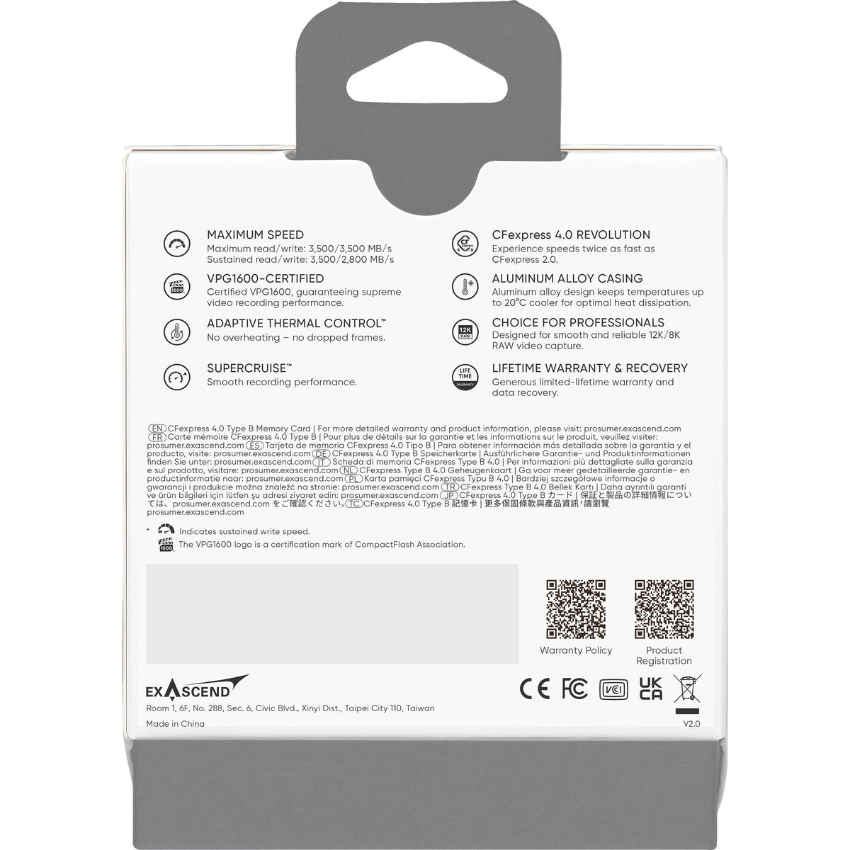 Tarjeta CFexpress Type B Exascend 2TB Essential Pro Max CFexpress 4.0 Type B - detalle