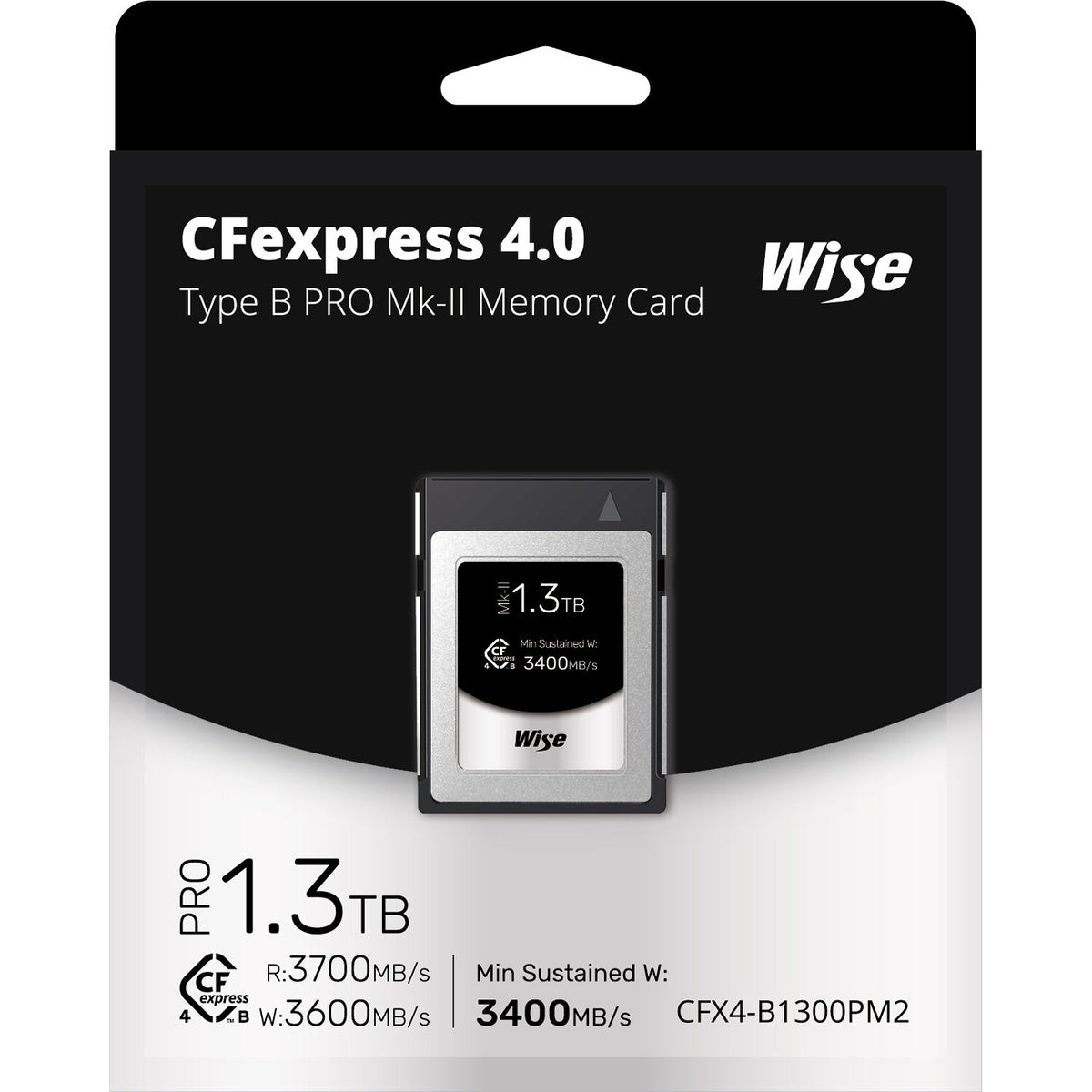 Tarjeta CFexpress Type B Wise Advanced 1.3TB CFexpress 4.0 Type B PRO Mark II - vista frontal