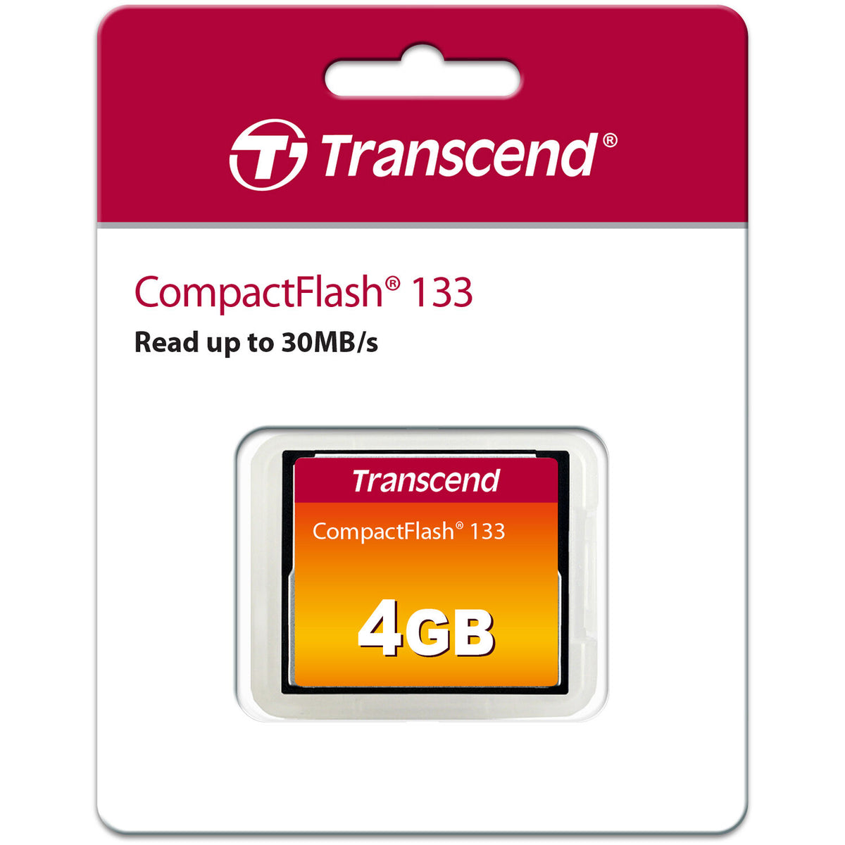 Tarjeta de memoria Transcend 4GB 133 UDMA 4 CompactFlash - vista frontal
