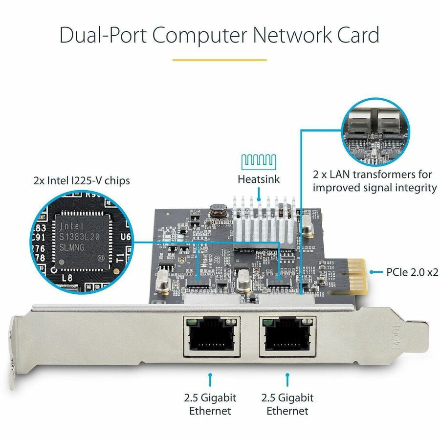 Tarjeta de Red StarTech.com StarTech 2-Port 2.5Gbps PCIe Network Card - vista 3