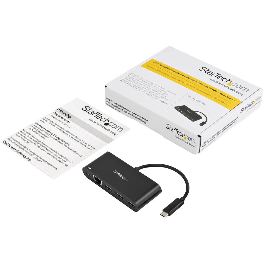 Tarjeta de Red StarTech.com StarTech USB C to Gigabit Ethernet Adapter NIC w/ Hub & Power Delivery - vista 5