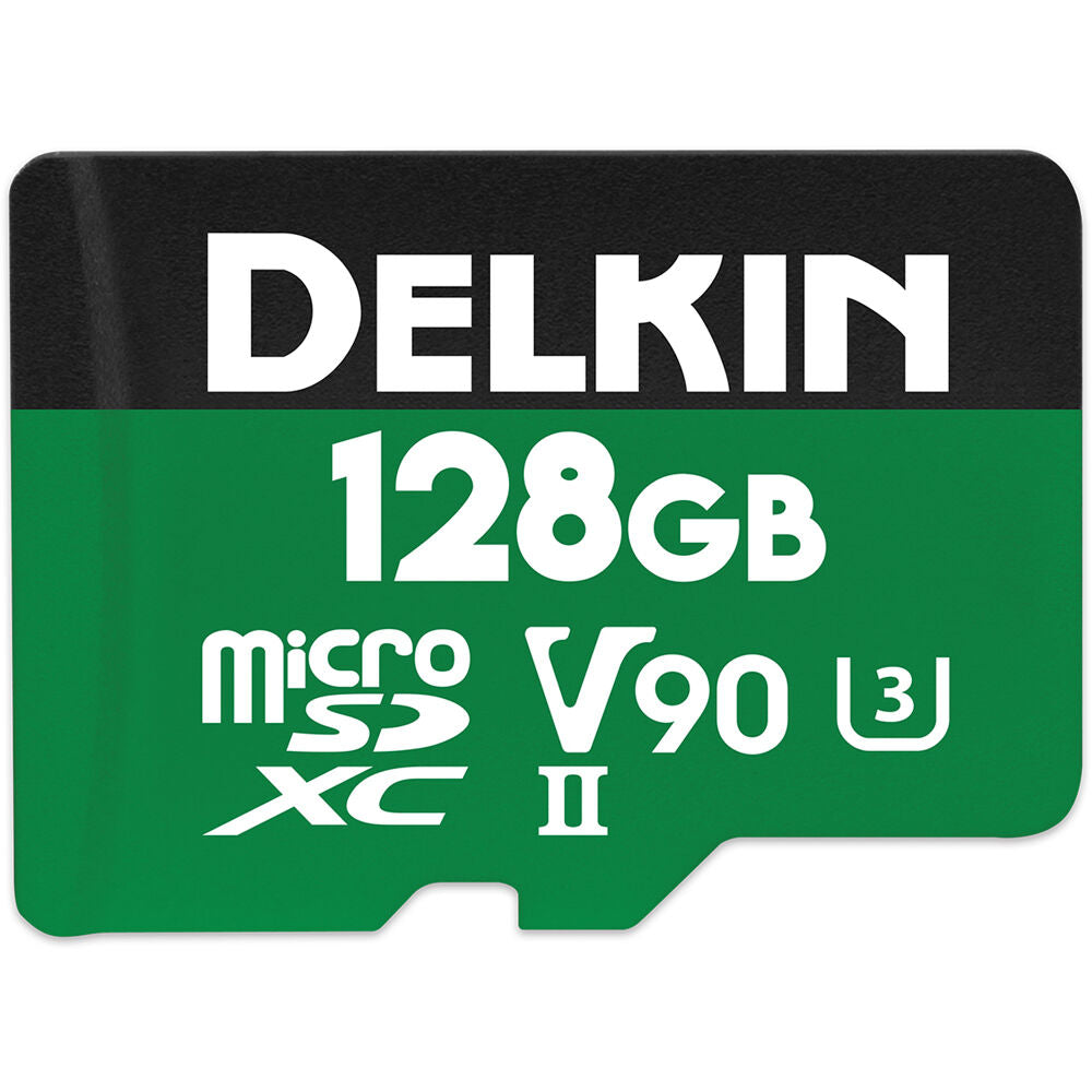 Tarjeta Delkin Devices 128GB POWER UHS-II microSDXC con SD Adapter - vista frontal