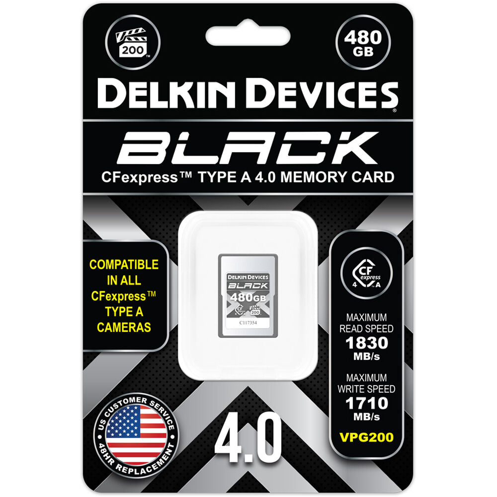 Tarjeta Delkin Devices 480GB BLACK CFexpress Type A 4.0 - vista frontal