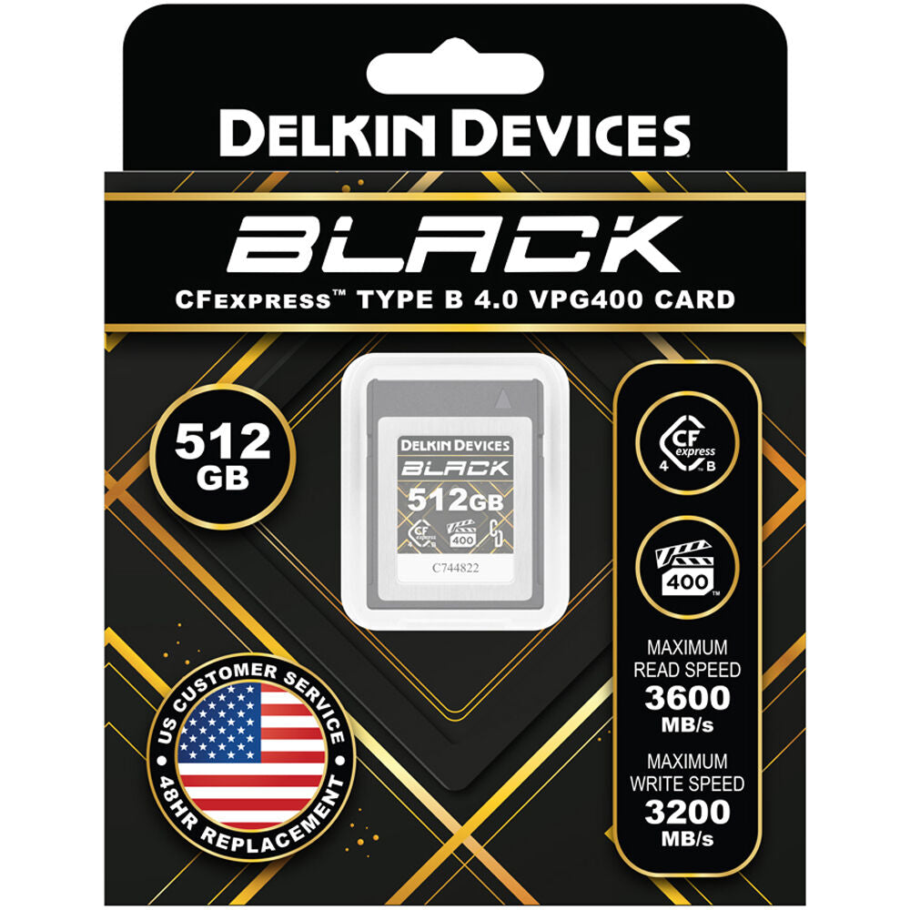 Tarjeta Delkin Devices 512GB BLACK CFexpress Type B 4.0 - vista trasera