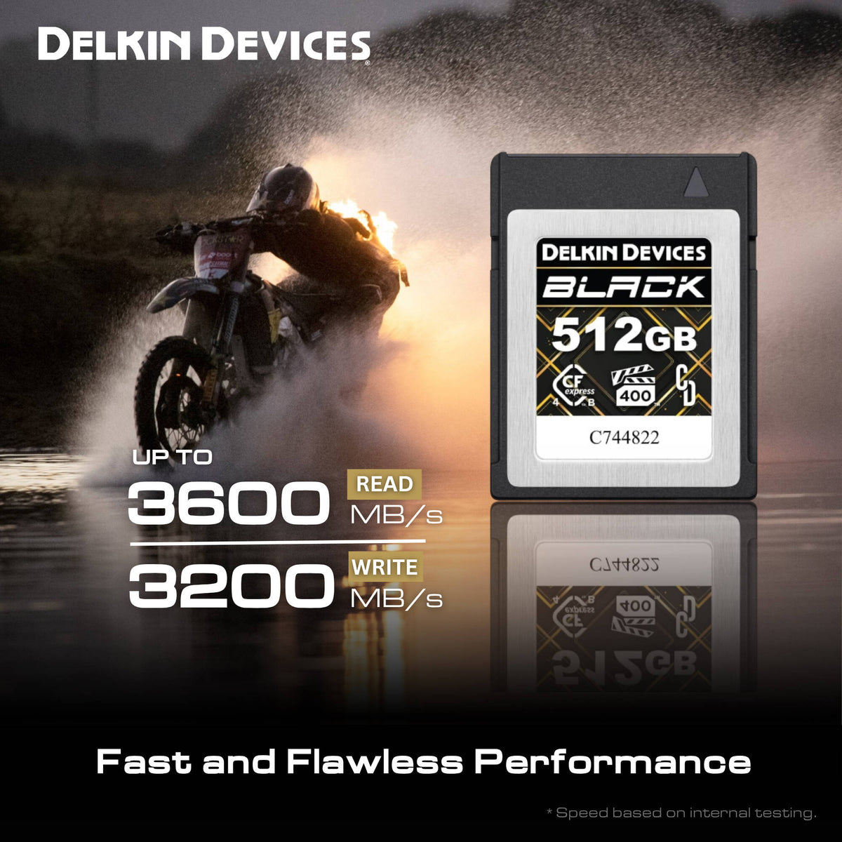 Tarjeta Delkin Devices 512GB BLACK CFexpress Type B 4.0 - vista lateral