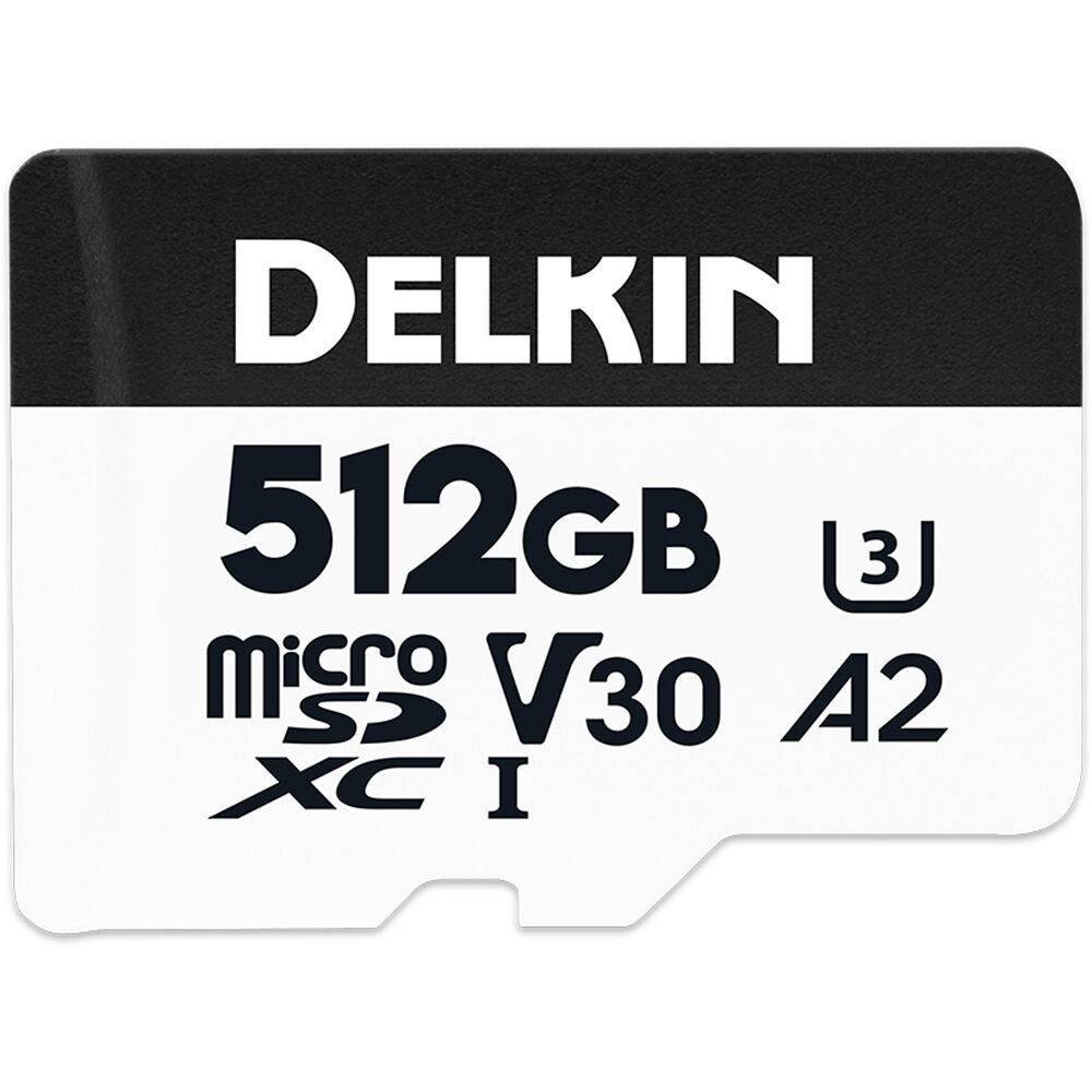 Tarjeta Delkin Devices 512GB Hyperspeed microSDXC con SD Adapter - vista frontal