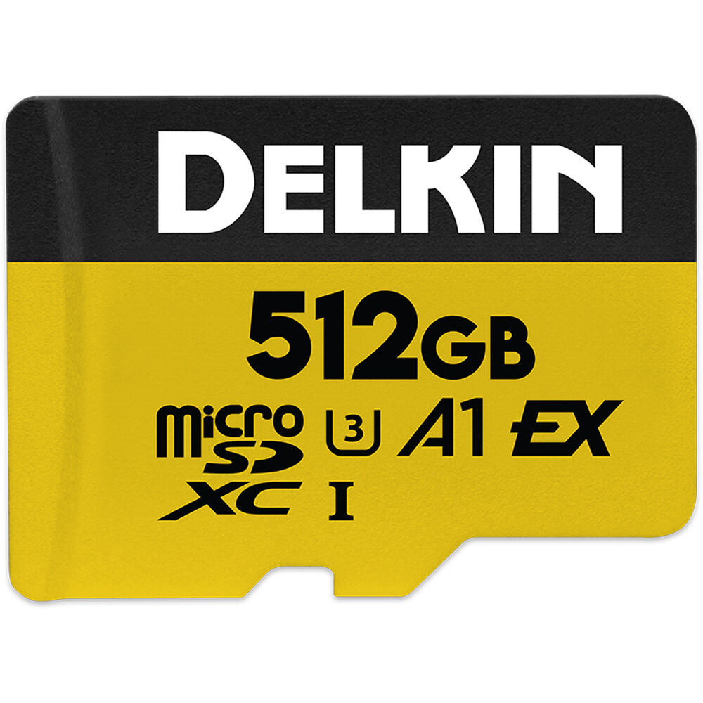 Tarjeta Delkin Devices 512GB microSD Express con SD Adapter - vista frontal