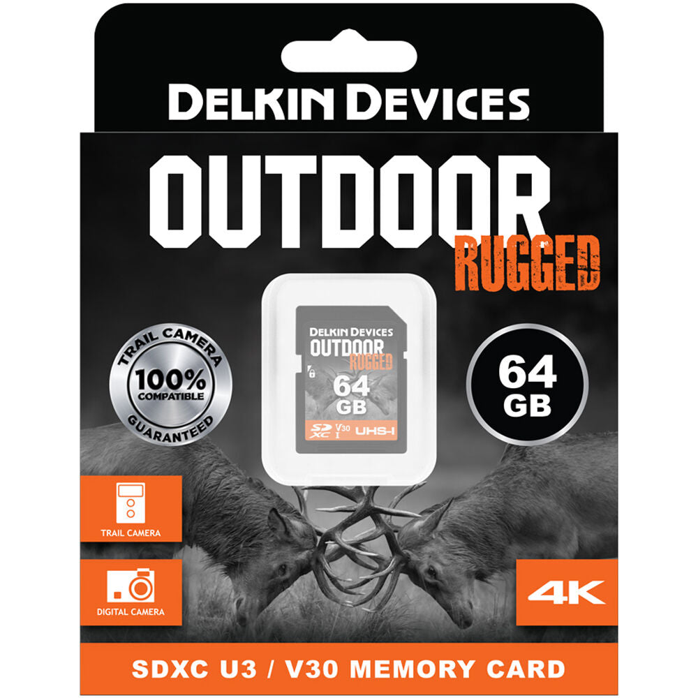 Tarjeta Delkin Devices 64GB Outdoor RUGGED UHS-I SDXC - vista frontal