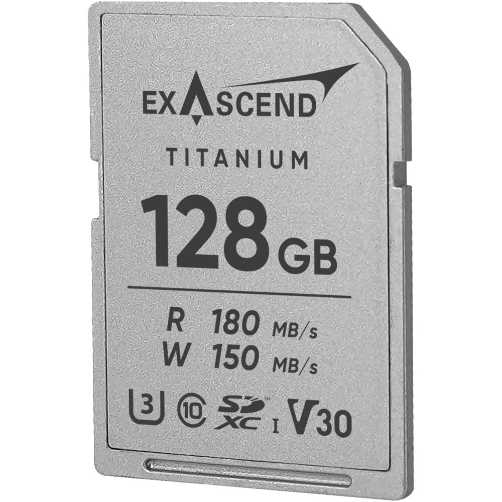 Tarjeta Exascend 128GB Titanium UHS-I SDXC - vista lateral