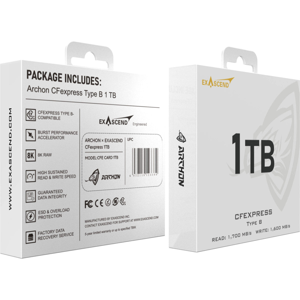 Tarjeta Exascend 1TB Archon CFexpress Type B - vista trasera