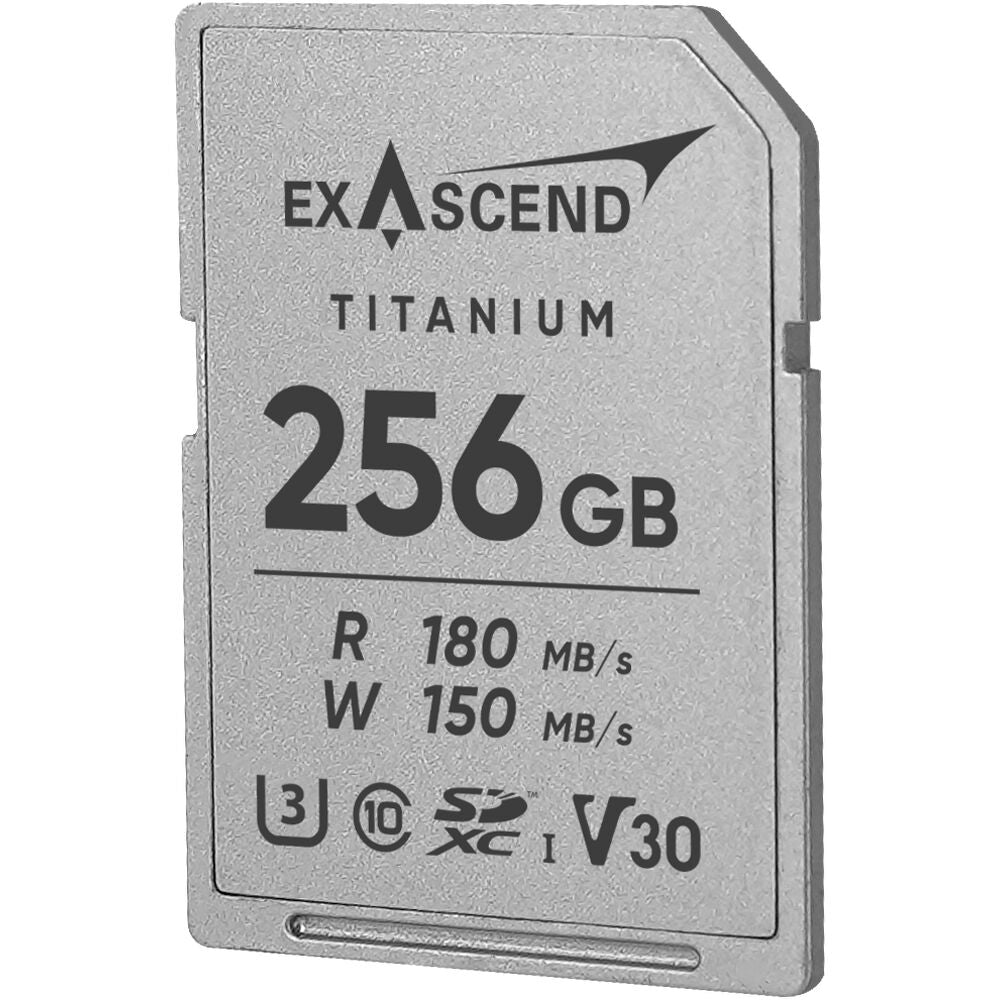 Tarjeta Exascend 256GB Titanium UHS-I SDXC - vista lateral