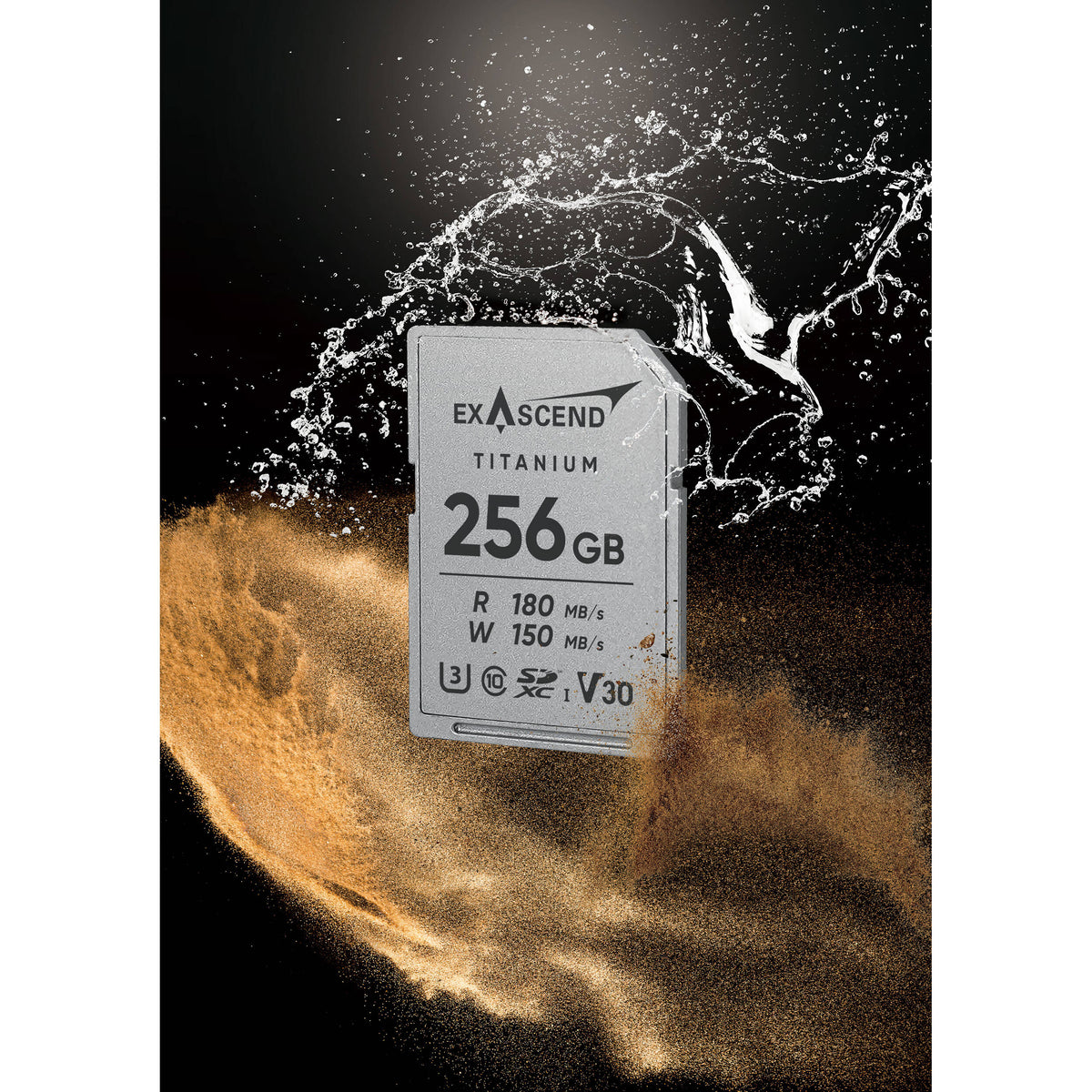 Tarjeta Exascend 256GB Titanium UHS-I SDXC - en uso