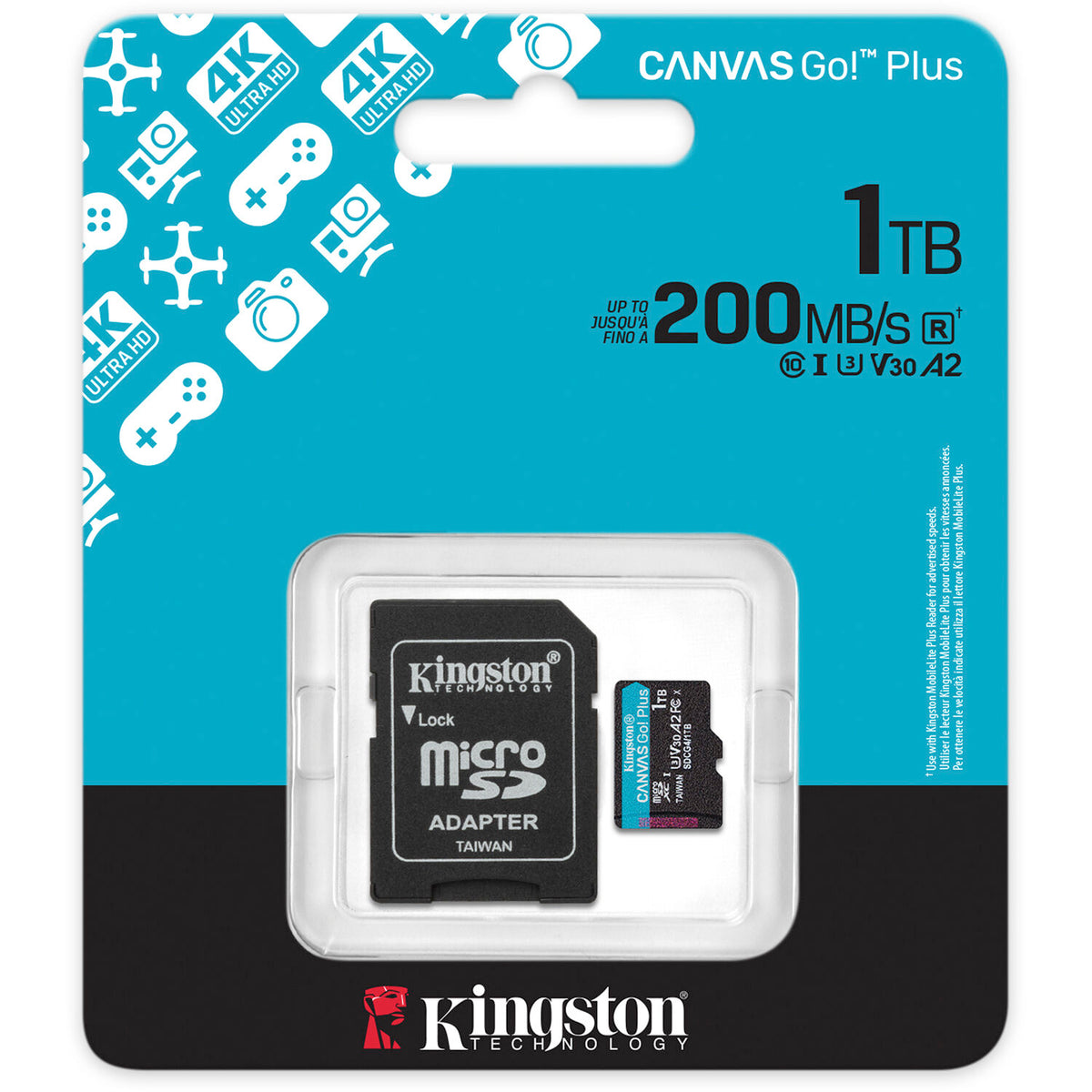 Tarjeta Kingston 1TB Canvas Go! Plus UHS-I microSDXC con SD Adapter - vista trasera