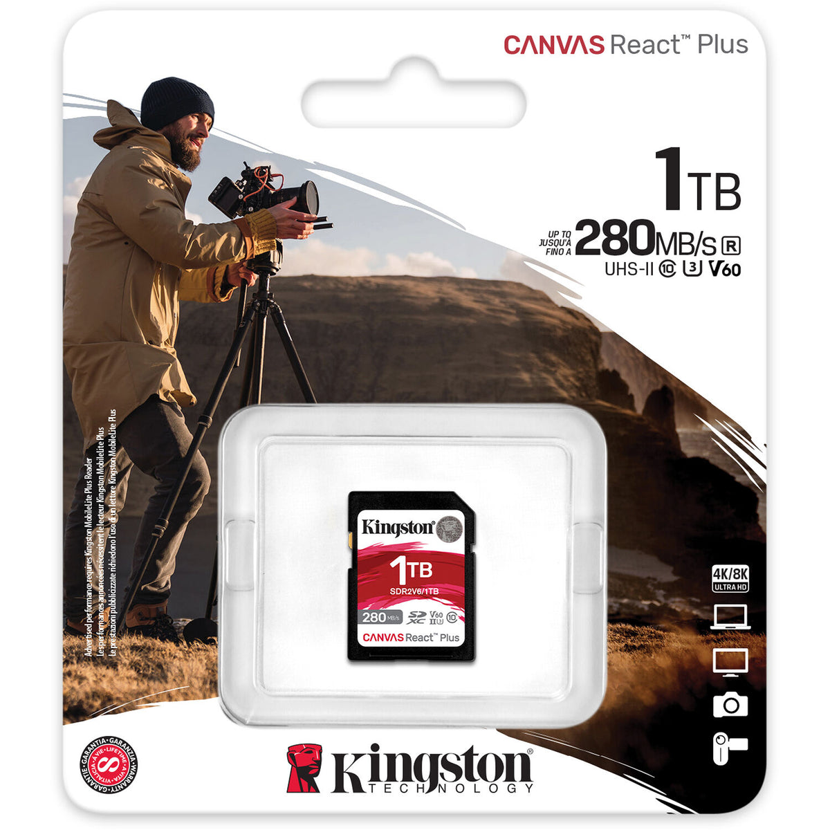 Tarjeta Kingston 1TB Canvas React Plus UHS-II SDXC - vista trasera
