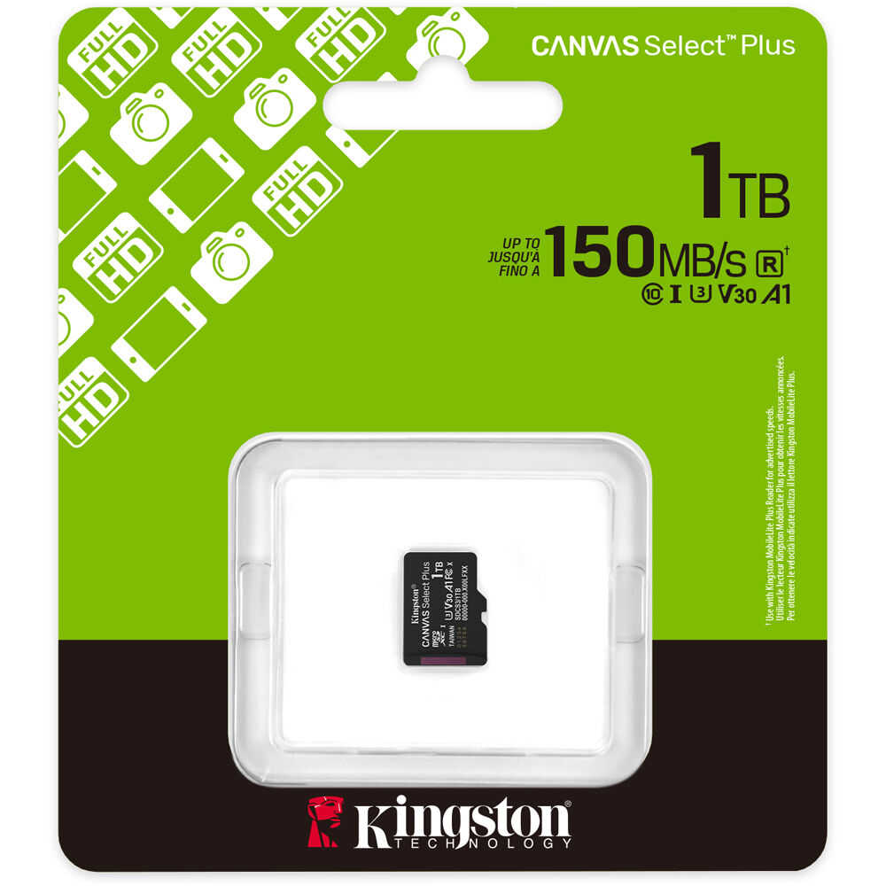 Tarjeta Kingston 1TB Canvas Select Plus UHS-I microSDXC - vista trasera