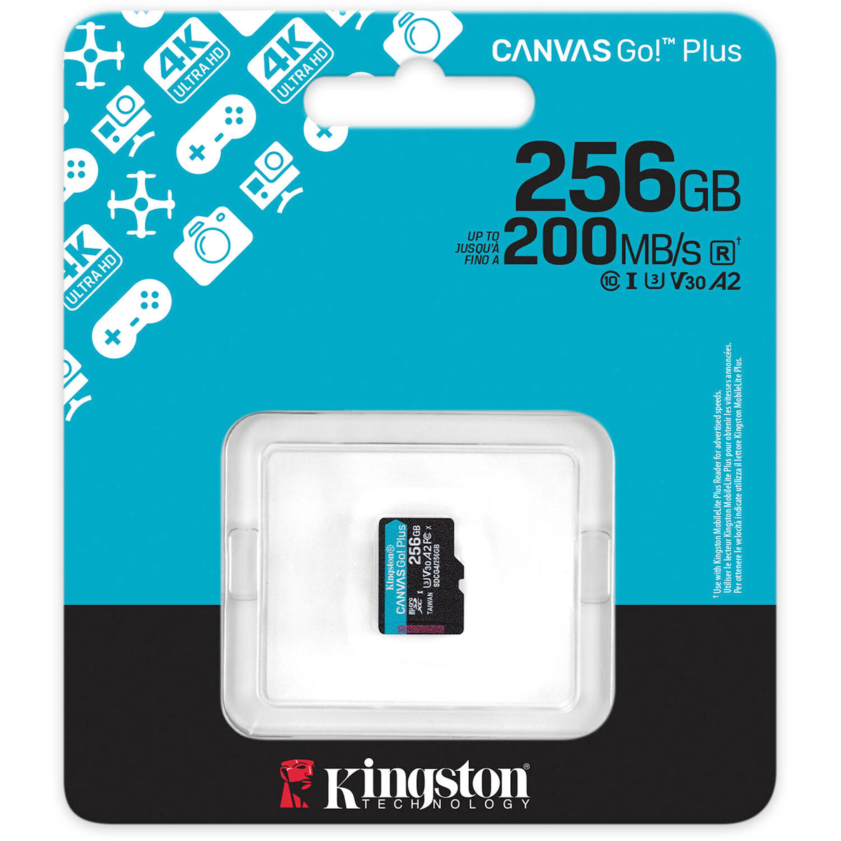 Tarjeta Kingston 256GB Canvas Go! Plus UHS-I microSDXC - vista trasera