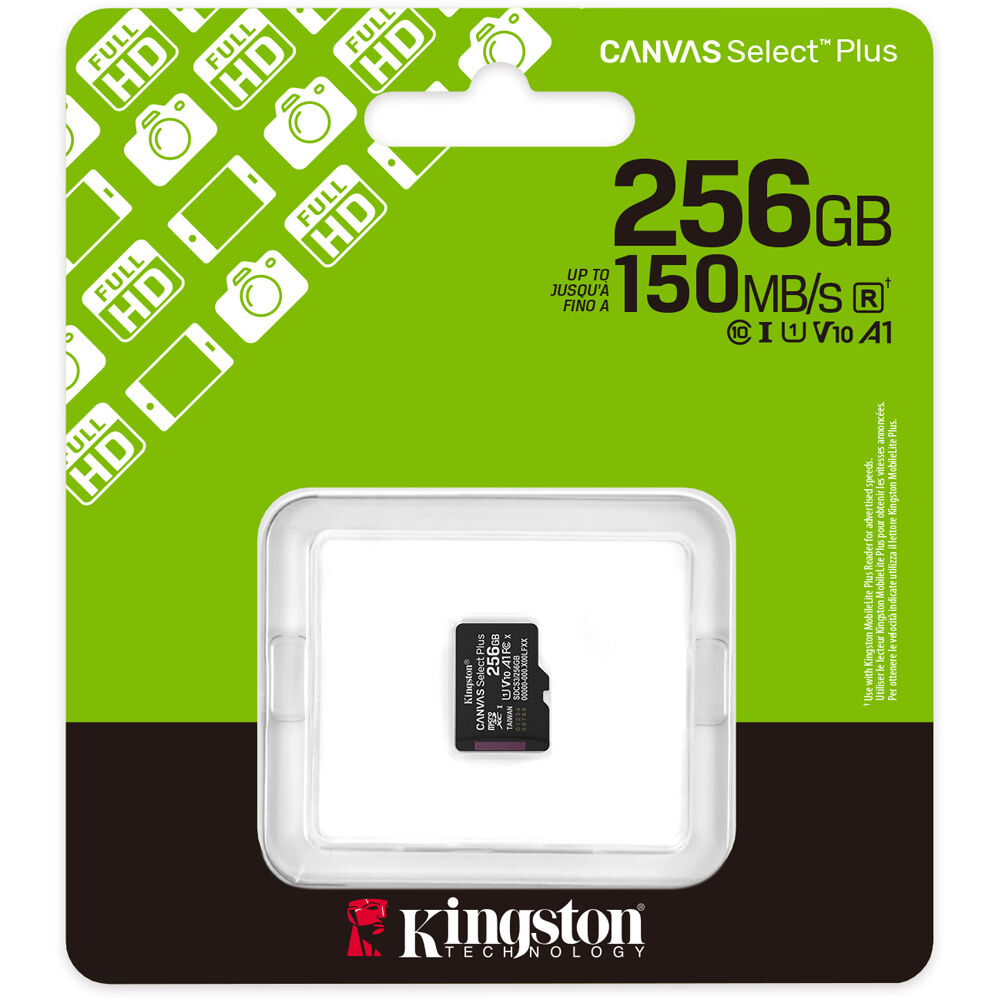 Tarjeta Kingston 256GB Canvas Select Plus UHS-I microSDXC - vista trasera