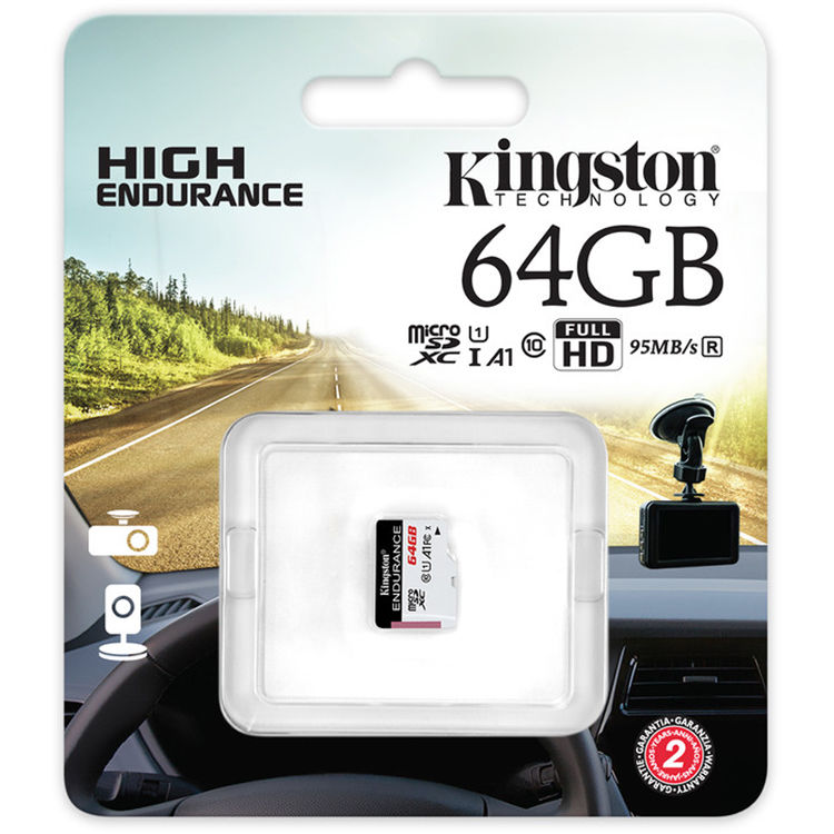 Tarjeta Kingston 64GB High Endurance UHS-I microSDXC - vista frontal