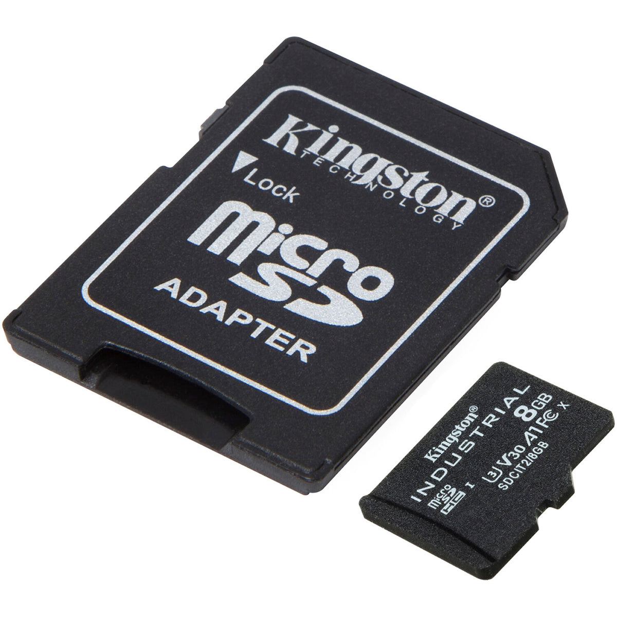 Tarjeta Kingston 8GB Industrial UHS-I microSDHC con SD Adapter - vista frontal