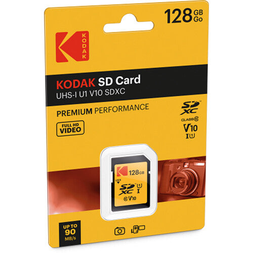 Tarjeta Kodak 128GB Premium Performance UHS-I SDXC - vista frontal