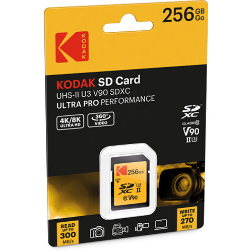 Tarjeta Kodak 256GB Ultra Pro Performance UHS-II SDXC - vista frontal