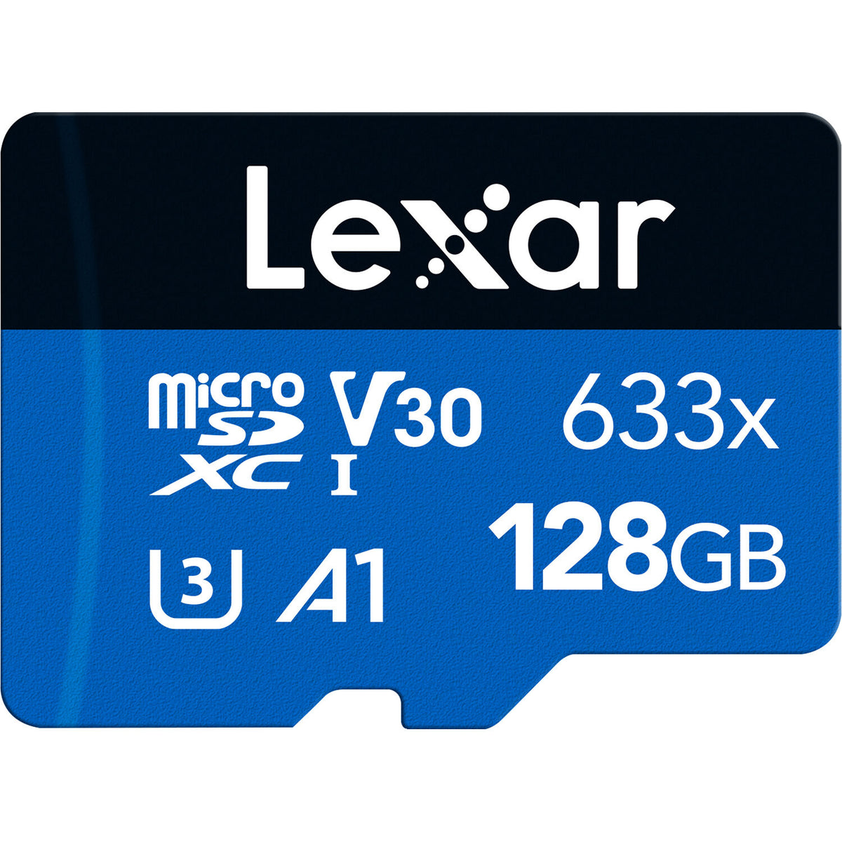 Tarjeta Lexar 128GB High-Performance 633x UHS-I microSDXC con SD Adapter - vista frontal