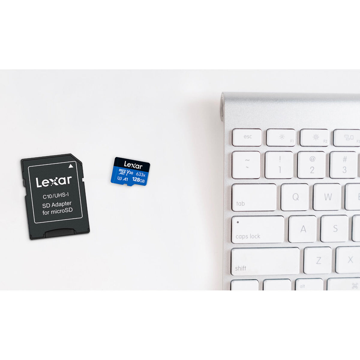Tarjeta Lexar 128GB High-Performance 633x UHS-I microSDXC con SD Adapter - contenido de la caja