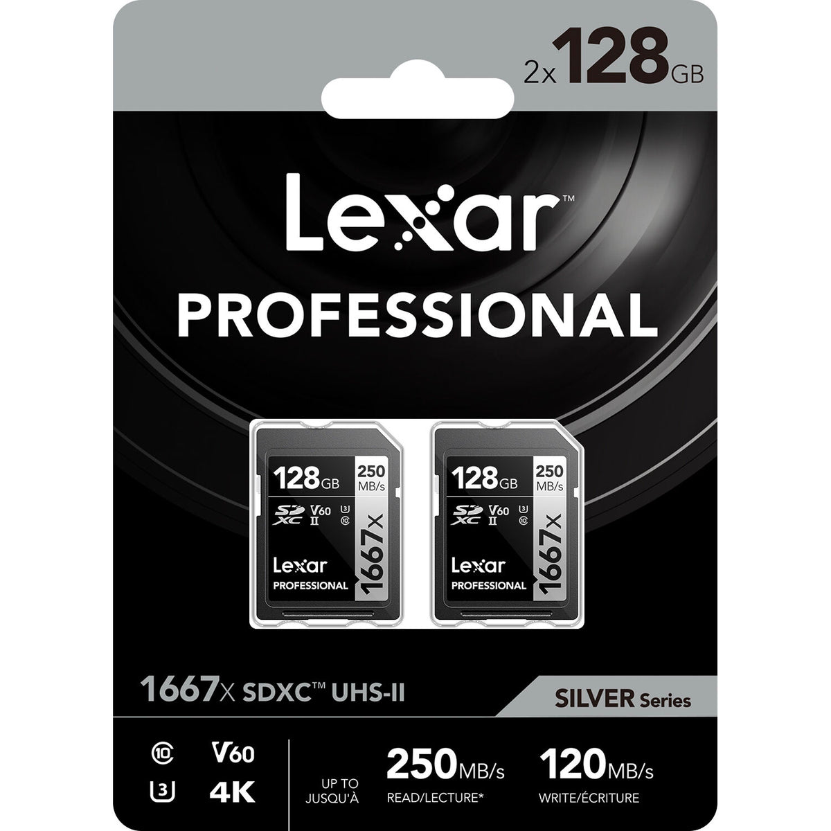 Tarjeta Lexar 128GB Professional 1667x UHS-II SDXC (2-Pack) - vista principal