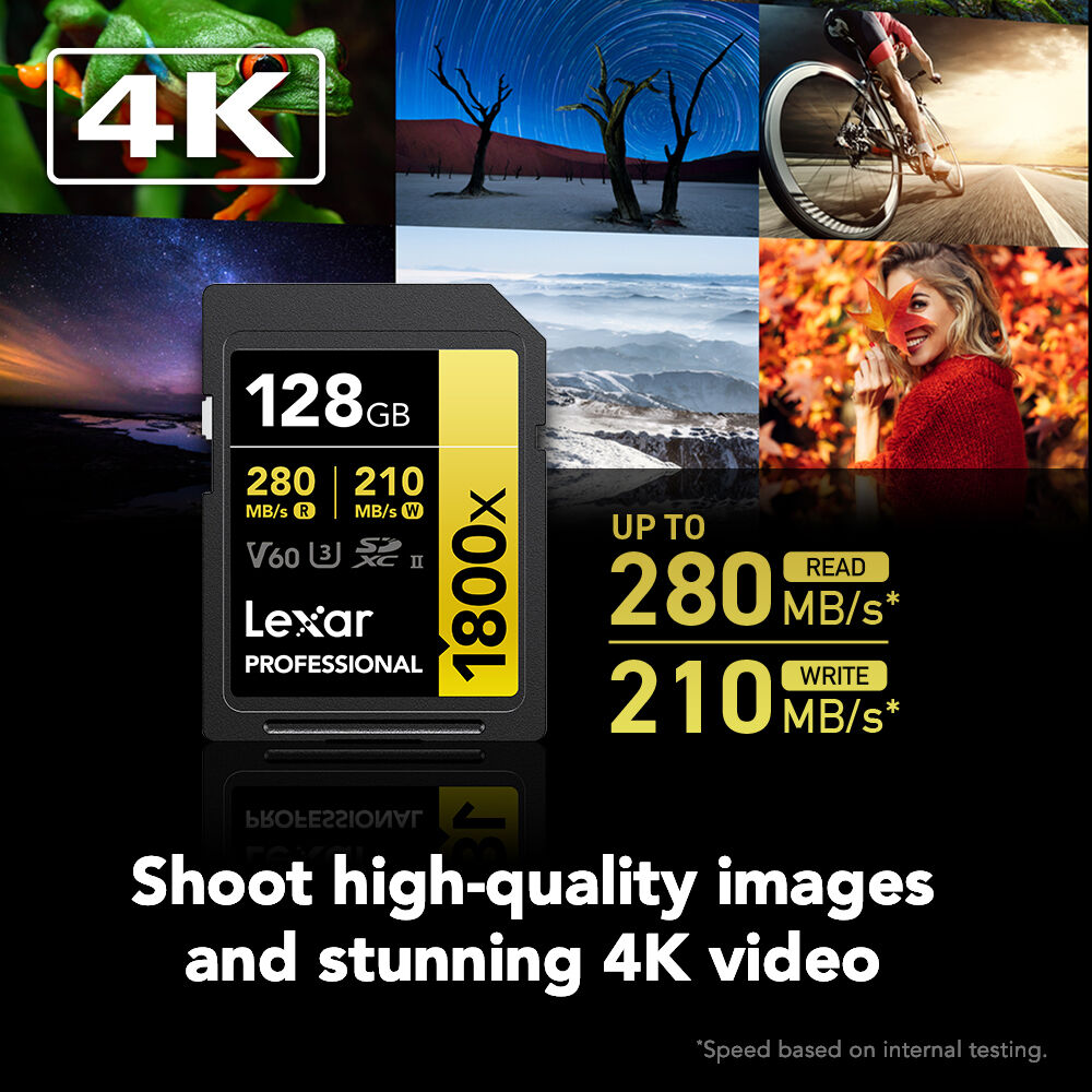 Tarjeta Lexar 128GB Professional 1800x UHS-II SDXC (GOLD Serie, 3-Pack) - contenido de la caja