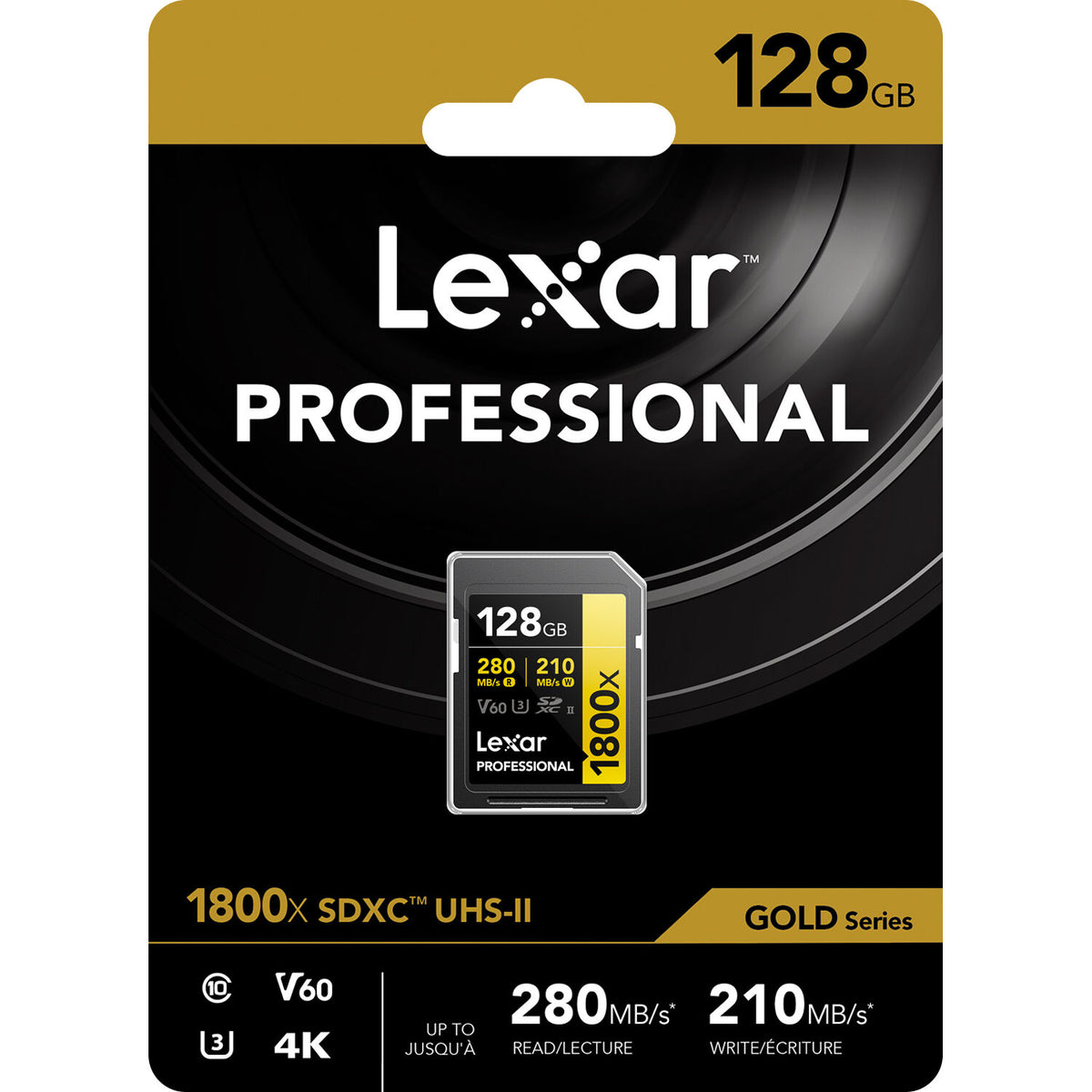 Tarjeta Lexar 128GB Professional 1800x UHS-II SDXC (GOLD Serie) - detalle