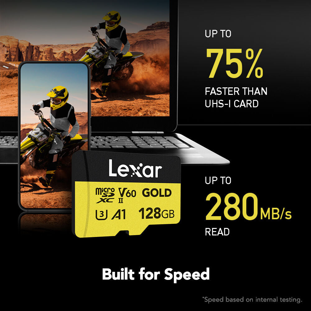 Tarjeta Lexar 128GB Professional GOLD UHS-II microSDXC - vista trasera