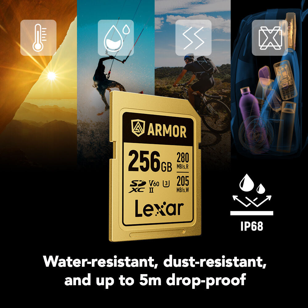 Tarjeta Lexar 256GB ARMOR GOLD UHS-II SDXC - vista trasera