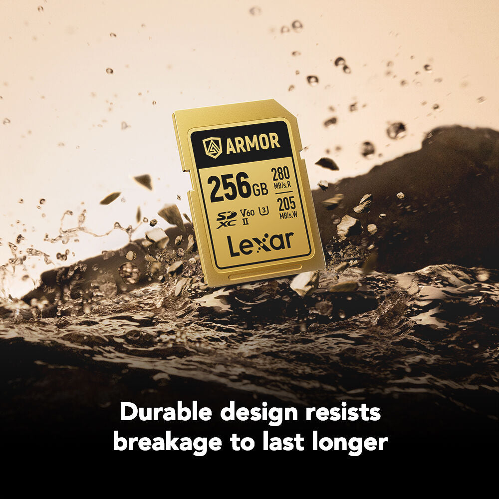Tarjeta Lexar 256GB ARMOR GOLD UHS-II SDXC - vista lateral