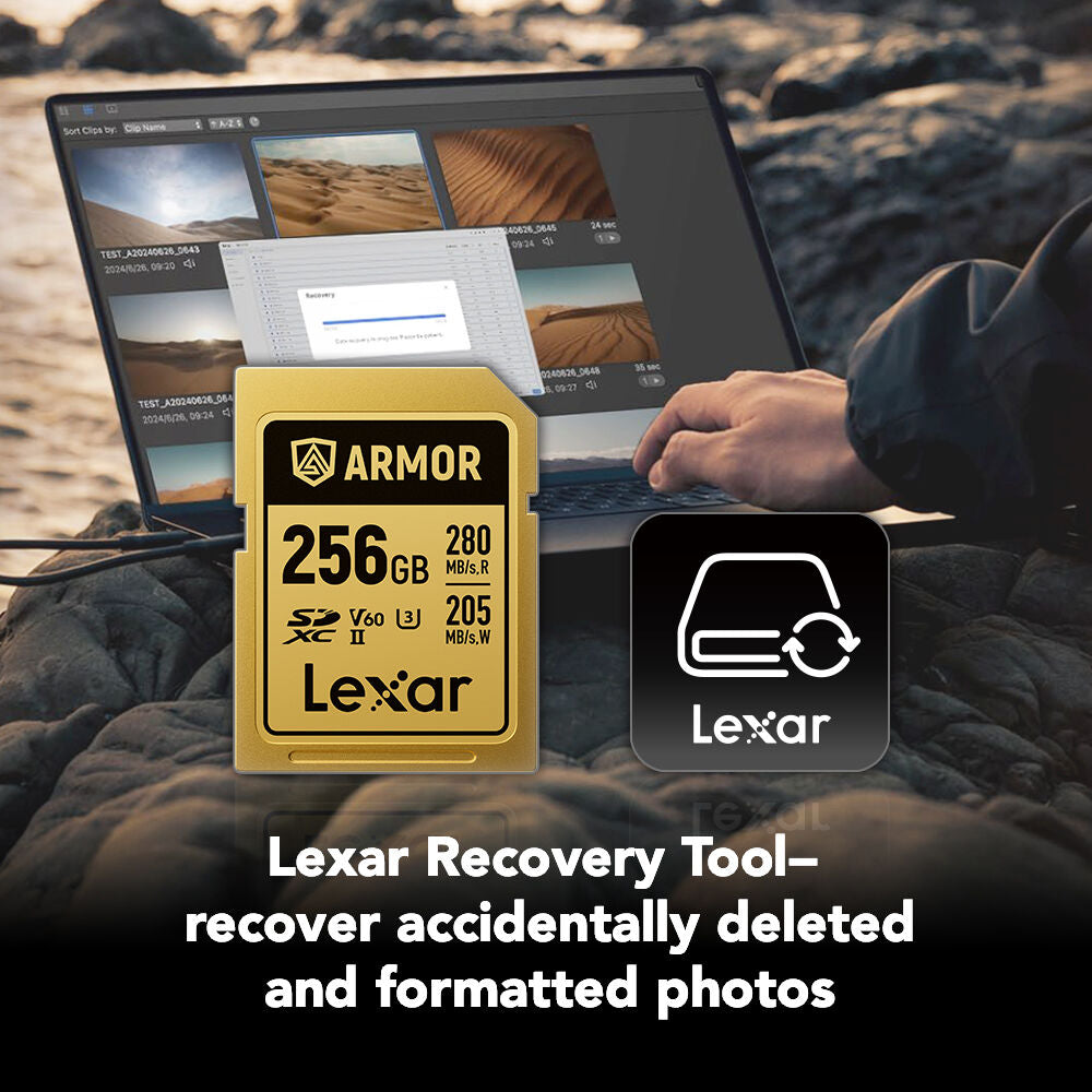 Tarjeta Lexar 256GB ARMOR GOLD UHS-II SDXC - contenido de la caja
