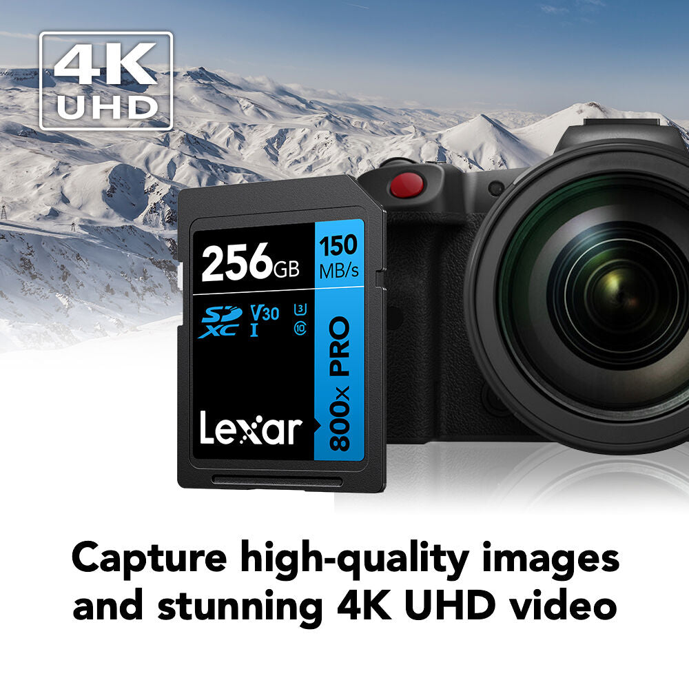 Tarjeta Lexar 256GB High-Performance 800x PRO UHS-I SDXC (BLUE Serie) - vista trasera