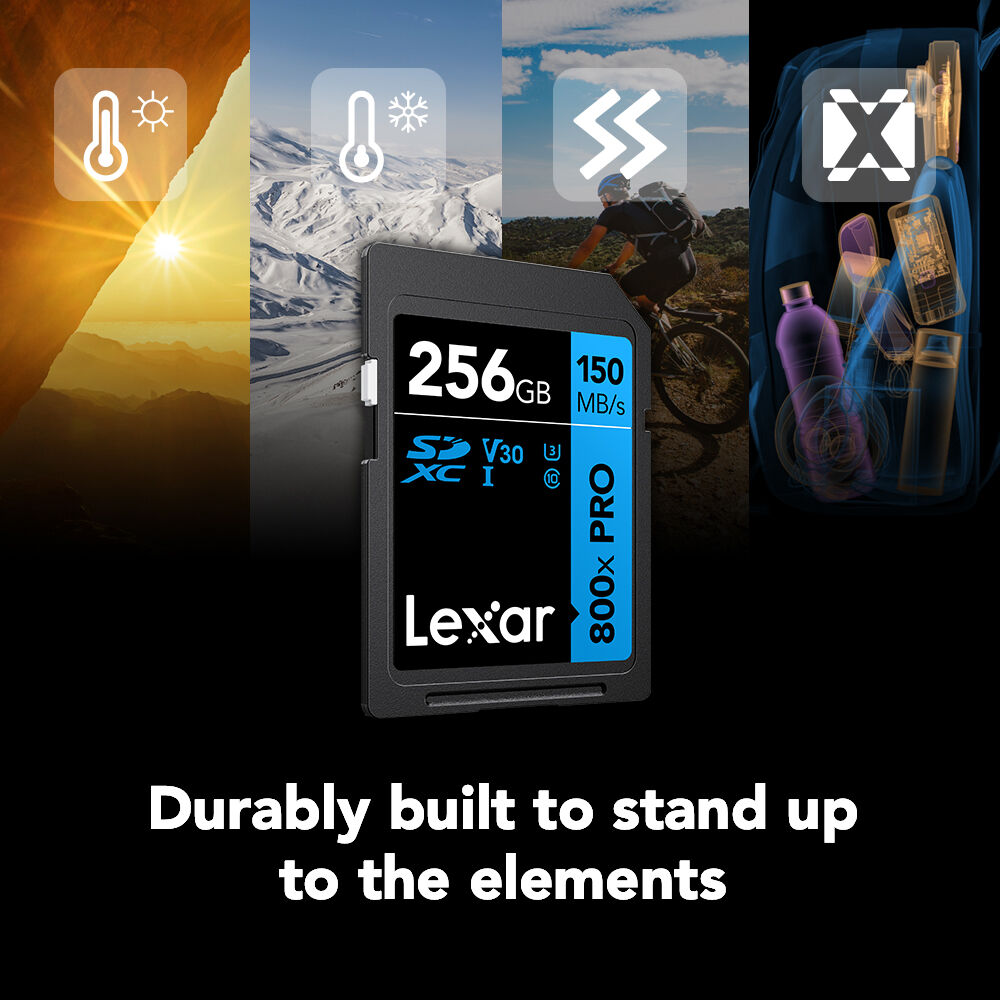 Tarjeta Lexar 256GB High-Performance 800x PRO UHS-I SDXC (BLUE Serie) - detalle