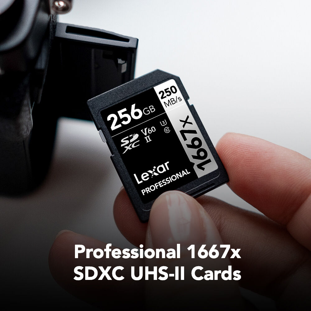 Tarjeta Lexar 256GB Professional 1667x UHS-II SDXC (2-Pack) - vista frontal