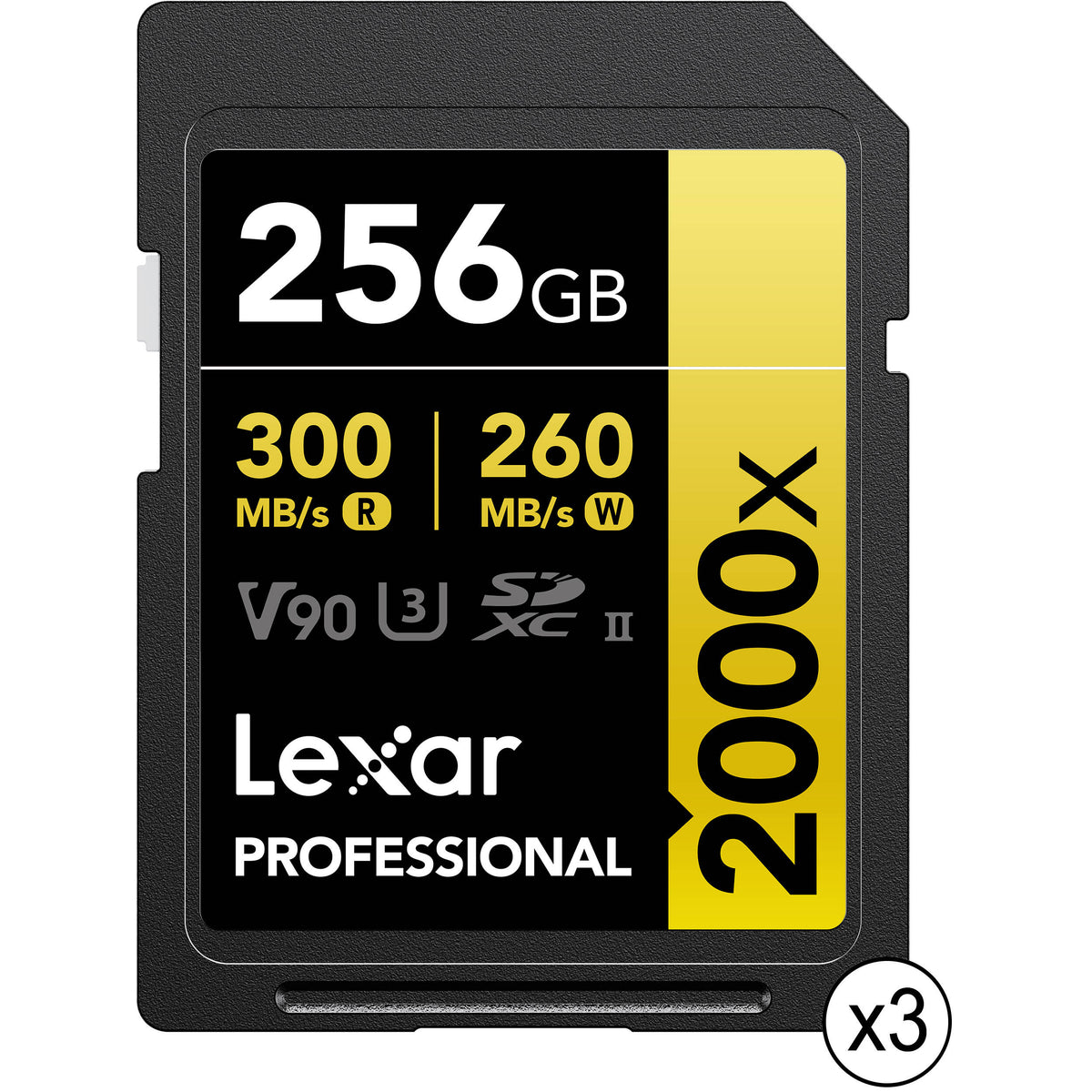 Tarjeta Lexar 256GB Professional 2000x UHS-II SDXC (3-Pack) - vista principal