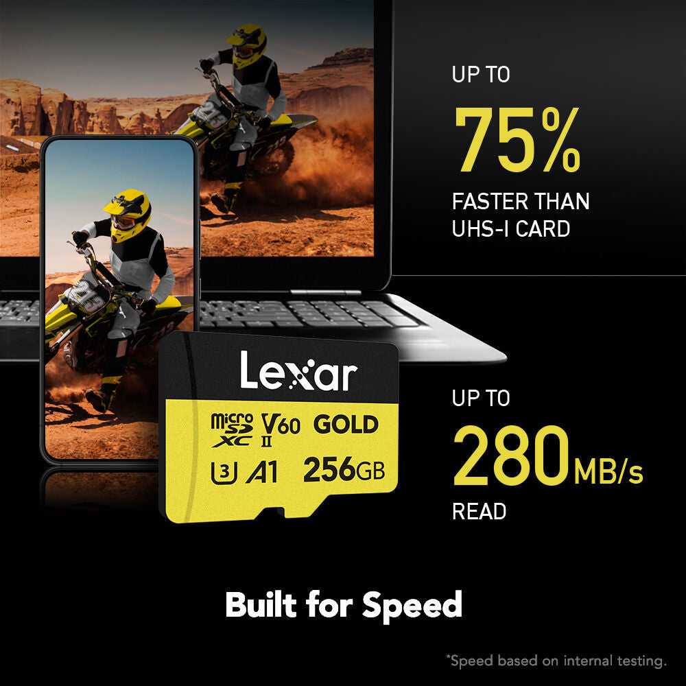Tarjeta Lexar 256GB Professional GOLD UHS-II microSDXC - vista trasera