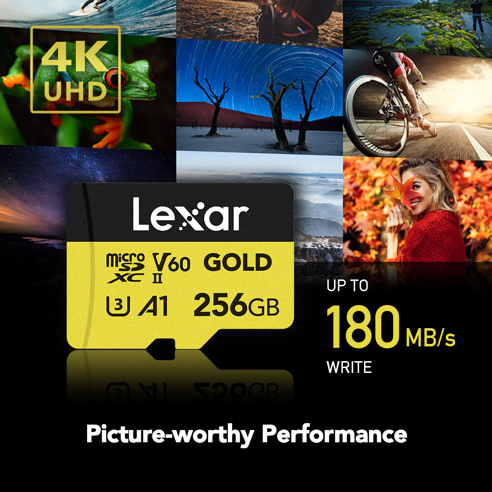 Tarjeta Lexar 256GB Professional GOLD UHS-II microSDXC - vista lateral