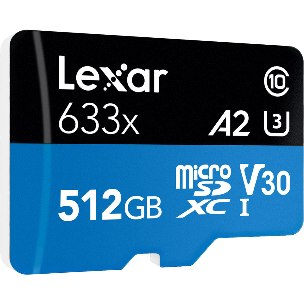 Tarjeta Lexar 512GB High-Performance 633x UHS-I microSDXC con SD Adapter - vista trasera