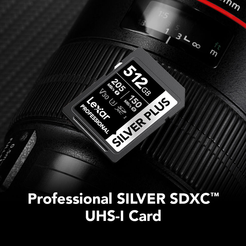 Tarjeta Lexar 512GB Professional SILVER PLUS UHS-I SDXC - vista frontal