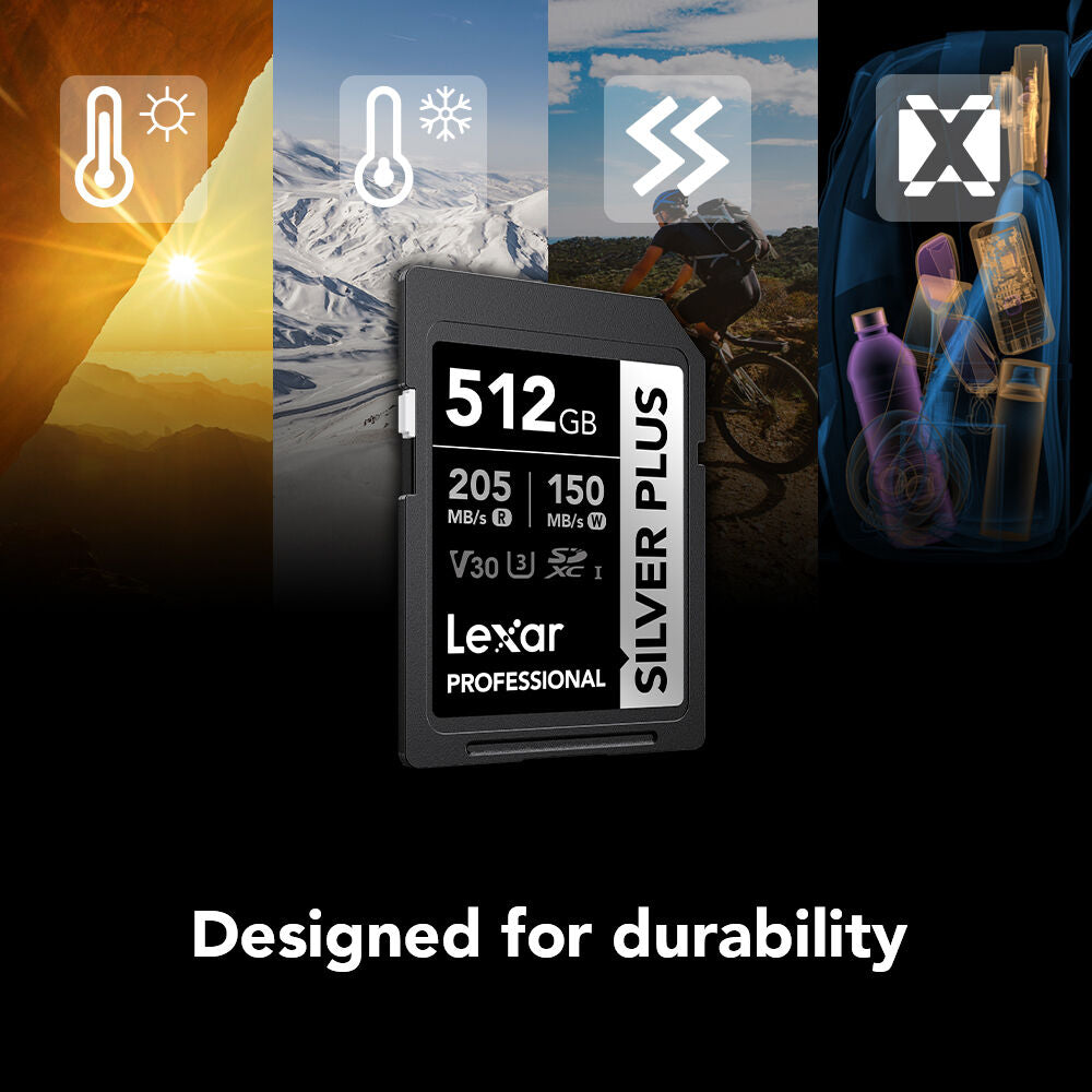 Tarjeta Lexar 512GB Professional SILVER PLUS UHS-I SDXC - detalle