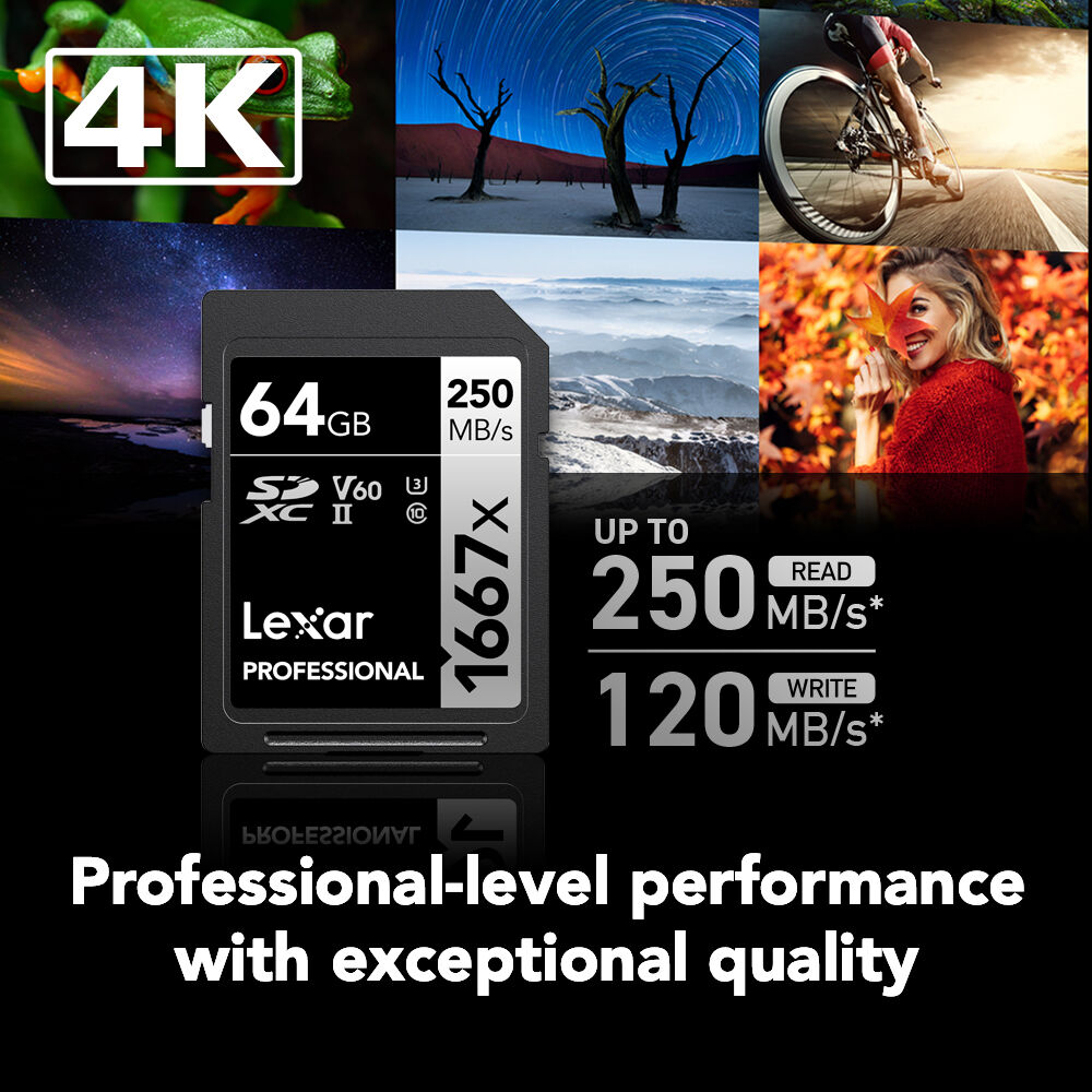 Tarjeta Lexar 64GB Professional 1667x UHS-II SDXC - vista trasera